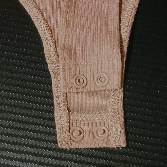 Naked Wardrobe Sleeveless Tan Ribbed Thong Bodysuit Size S - Picture 3 of 11